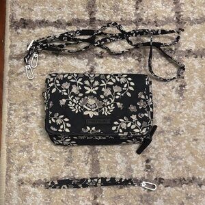 Vera Bradley Black and Cream Floral Crossbody Bag